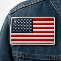 Patch brodé drapeau USA personnalisé 3D thermocollant à bords découpés pour blouson bomber