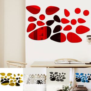 18Pcs/<b>Set</b> Removable Self-adhesive <b>Wall</b> Stickers 3D Pebble Decals <b>Mirror</b> Surface Acrylic Living Room Ornament DIY Home Decoration - Product Image 4