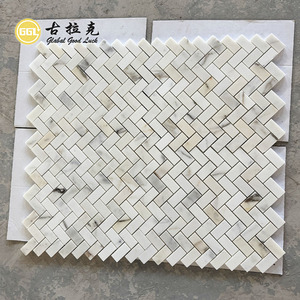 GGL Pedra Calacatta Ouro Herringbone Telhas Mosaico 10mm Espessura para Sala Banheiro Quarto Hall Decoração Interior Da Parede - Product Image 5