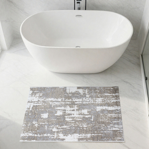 Alfombra de Baño Rectangular con Diseño Abstracto de Jacquard de Algodón Reciclado Andrés, Estilo Moderno, Hecho en Turquía, 60x100cm - Product Image 1