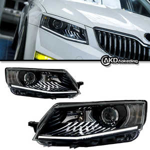 Montaje de faros LED Skoda Octavia 15-17 de alta calidad, actualización de caballo corriendo, ceja blanca, luz dual, temperatura de Color de 6000K - Product Image 2