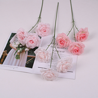 Künstliche Blumen 3-Köpfige Diamant-Rose Seide China Standardisierter Natürlicher Stil Sheng Shi Hua Kai ZSM-697 Hochzeit Wohnzimmer