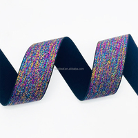 Bande élastique pour sous-vêtements, ceinture de taille, 1/1,5 pouce, fabrication sur mesure, jacquard tissé, logo coloré, paillettes dorées métalliques brillantes