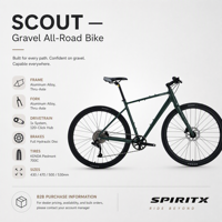 SpiritX Scout S10 Lite Aluminium-Legierung Gravel- & Rennrad 700C Steckachse 10-Gang Scheibenbremse Flachlenker Ohne Gabelfederung
