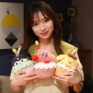 Kawaii 20cm Sanrio Glowing Vocal Happy Birthday Cake Singing Doll Plush Toy Japanese Anime Cute Melody Decoration Music Plush