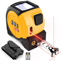 Distancemètre laser numérique rechargeable 3 en 1 Outil de mesure de 60m avec bande laser de 5m et écran LCD de qualité industrielle