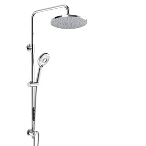 Juego de ducha con cabezal de ducha tipo lluvia y función de masaje con rociador de mano, cromado, para baños - Product Image 1
