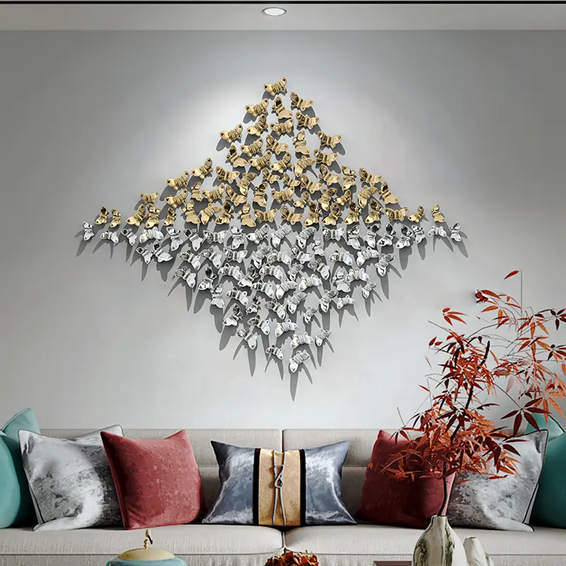 China home decor wholesale New three-dimensional butterfly mural lights for home hotel villa room decoration