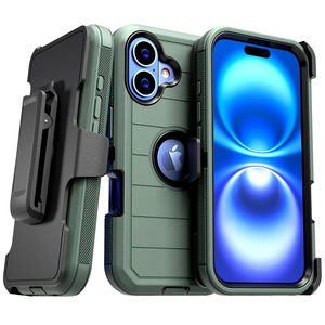 Custodia Robusta Antiurto in TPU+PC per <span class=keywords><strong>iPhone</strong></span> 16 con Clip da Cintura e Fondina - Product Image 1