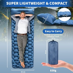 Hafif şişirme Mat uyku pedi kamp-ultralight şişme uyku yerleşik ayak pompası ve yastık yükseltilmiş kompakt Mat - Product Image 2