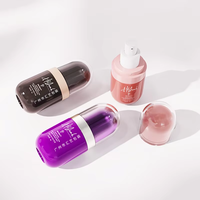Flacon de fond de teint liquide de 30 ml (1 oz) en forme de capsule de qualité supérieure, flacon pompe pour sérum de soin de la peau imprimé à l'écran, nouvel emballage cosmétique personnalisé