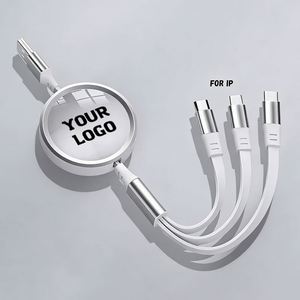 Cable de Carga Retráctil de Triple Puerto para Dispositivos Micro y USB C, de Silicona Plana, Ideal para Viajes, Regalo Promocional - Product Image 5