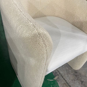Sillón Blanco de Lujo, Sillón Individual Tapizado Tipo Teddy para Cafetería, Sillón para Biblioteca - Product Image 5