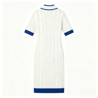 Robe pull moulante en maille torsadée pour femme, col montant, manches mi-longues, avec bordure colorée, broderie logo personnalisée OEM, grandes tailles