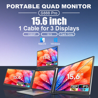 1 Cable para 3 Pantallas, Fácil de Conectar, Fácil de Transportar, Monitor Portátil de 15.6 Pulgadas para Uso Empresarial, Compatible con Sistemas MacOS y Windows