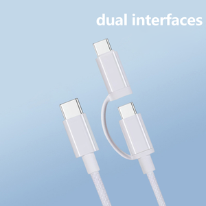 2 trong 1 PD sạc nhanh USB để USB C Nylon Braid Loại C Cáp 3A Điện thoại Di động Cáp dữ liệu biểu tượng tùy chỉnh - Product Image 4