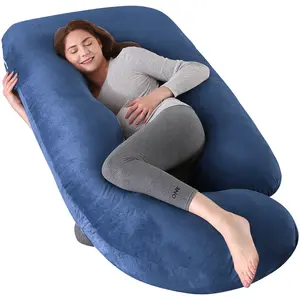 妊娠中の枕妊娠中のサポートのための55インチU字型ボディピローを眠るためのマタニティ枕を冷却する