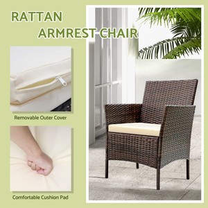 Sillones para todo tipo de clima con mesa de centro de vidrio y cojines gruesos, juego de 4 piezas de mimbre de ratán para patio y jardín al aire libre - Product Image 5