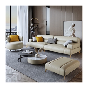 Sofá beige de cuero auténtico moderno a precio de fábrica, sofá de diseño italiano para sala de estar, sofás de <span class=keywords><strong>2</strong></span> plazas a la venta - Product Image 1