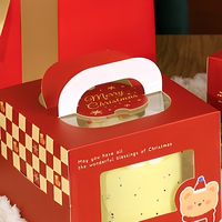 Weihnachtskuchen-Box Tragbare Backwaren-Dessert-Mousse-Geschenkverpackung Papierbox mit Fenster und Tragegriff