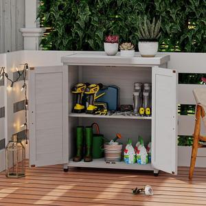 Armoire à outils en bois massif JX Outdoor, avec une grande capacité de rangement, peut stocker divers outils, de haute qualité et économique - Product Image 1