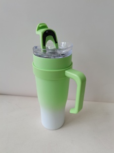 <b>40oz</b> Stainless Steel <b>Tumbler</b> <b>With</b> <b>Handle</b> Gradient Color Travel Mug Flip Straw Lid Car Coffee Cup For Outdoor Water bottle custom - Product Image 3