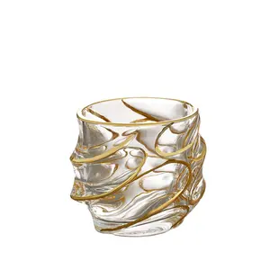 Креативный модный дизайн, золотая нить, окрашенное кристально чистое стекло, виски glass11Oz