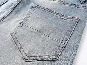 Vente en gros d'usine, logo de marque personnalisé, jeans slim fit déchirés bleus de haute qualité avec patch étoile, jeans tendance pour hommes, jeans Amiry - Product Image 2