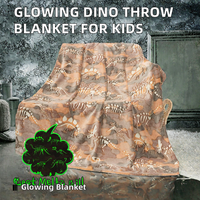 Mignon doux et confortable lumineux dinosaure jeter des couvertures brillent dans le décor sombre présent pour noël pâques plaine Style literie cadeaux jouets