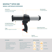 Sulzer MIXPAC DP2X Serie Pneumatische 2-Komponenten-Leimspenderpistole mit mehreren Verhältnissen 200ml 1:1/2:1/4:1/10:1 Kartuschen pistole