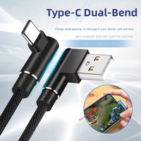 Câble USB Type-C double coudé, connecteurs nickelés, conducteur en cuivre étamé, gaine tressée en nylon, charge rapide 5A pour imprimante