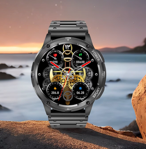 Montre connectée sportive DF QT70 avec écran AMOLED, bracelet en acier, fonction d'appel, suivi de santé, forme ronde, étanche, idéale pour homme - Product Image 2