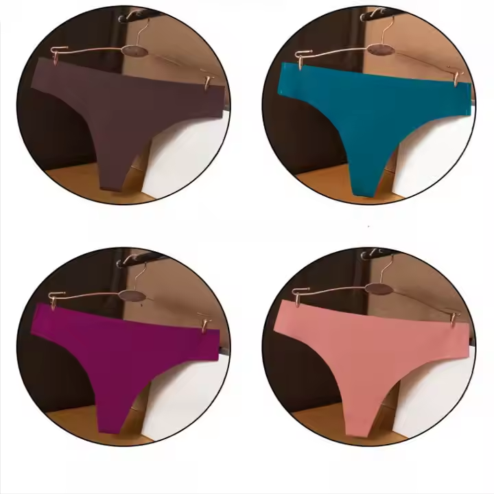 Trend Explosion Women's Comfortable Invisible Lightweight Soft Underwear Bulk Order Print Pattern Thong in Solid Colors