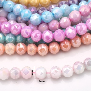 Cuentas Redondas de Vidrio de Porcelana Teñidas con Agua de 8mm, Accesorios para Pulseras DIY, Coloridas, Estilo Helado Mocha Pujiang - Product Image 2