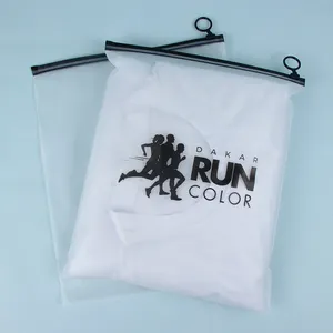 Custom Printing Logo CPE Pull Ring Zip Lock Clear fosco plástico impermeável embalagens sacos para vestuário