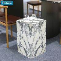 Table d'appoint en marbre blanc Arabescato 100% naturel, forme cube, style moderne, pour salle à manger, appartement, villa, hôtel, salon