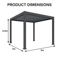Pergola en aluminium et acier avec système de drainage réglable, étanche et anti-insectes, pour projets de villas, fournitures OEM