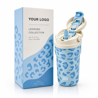 Mug isotherme à double paroi en acier inoxydable de 450 ml (15 oz), tasse de voyage anti-fuite avec couvercle sans BPA, durable