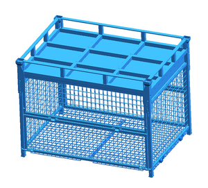 Foldable and stackable metal turnover box for auto parts grid material box