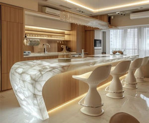 Barra de Bar Personalizada para Club Nocturno Comercial, Diseño de Madera con Mármol y LED, Diseño Gratuito, Barra de Pub Inglesa - Product Image 3