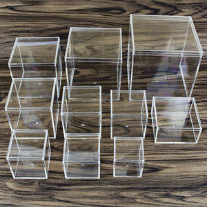 JM Square Acrylic Storage Cube Small Candy Favor Clear Big Wedding Box Acrylic Candy Boxes With Lid