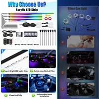 Kit d'éclairage d'ambiance pour voiture en gros 18-en-1/10-en-1/6-en-1, éclairage LED intérieur pour voiture, bande lumineuse LED symphonique RGB universelle pour voiture