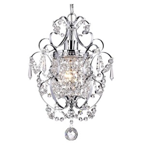 Mini Elegant 1-Light Chrome Industrial Style Crystal Chandelier Wrought Iron Ceiling Light Fixture Dimmable Warm <strong>White</strong> <strong>Hanging</strong> - Product Image 5