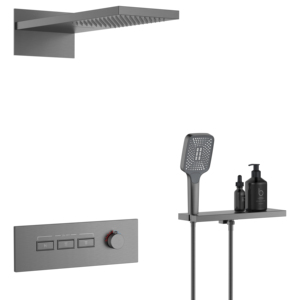 Contemporary Fashion Single-Handle <strong>Thermostatic</strong> Bathroom Shower Set Brass <strong>Bath</strong> <strong>Taps</strong> Soft Rain Spray Pattern Brushed Ceramic - Product Image 1