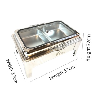 Plats de service de luxe 9L dorés, réchauds à buffet divisés, ensemble de service de buffet pour mariage, en acier inoxydable, pour hôtels - Product Image 2