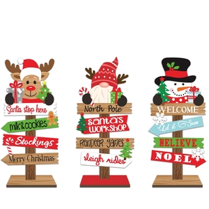 Centre de table rustique de Noël en bois avec figurines de Père Noël, bonhomme de neige et rennes pour la décoration de table, de cheminée et de la maison - Product Image 5