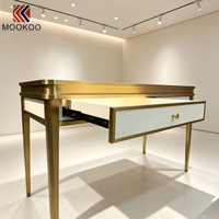 Comptoir de réception pour bijouterie, table de consultation de bijoux avec cadre doré, écran LED intégré, table de caisse pour bijoux