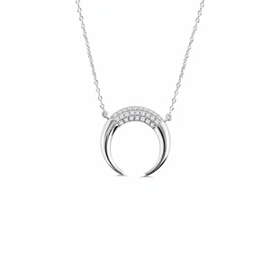 สร้อยคอจี้เพชรสีเหลืองทองรูปพระจันทร์เสี้ยว - Product Image 1