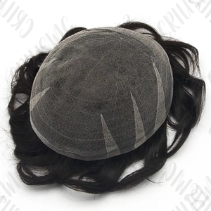 Tupé de encaje francés para <span class=keywords><strong>hombre</strong></span>, sistema de reemplazo de cabello, piel fina completa, tupé <span class=keywords><strong>blanco</strong></span> para <span class=keywords><strong>hombre</strong></span> con grado de cabello virgen indio - Product Image 5