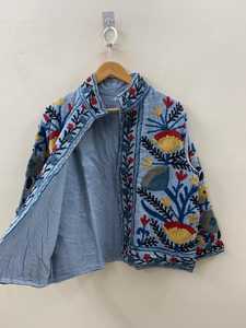 Veste courte brodée Suzani TNT faite à la main pour femmes, veste bomber printemps, manteau d'hiver - Product Image 6